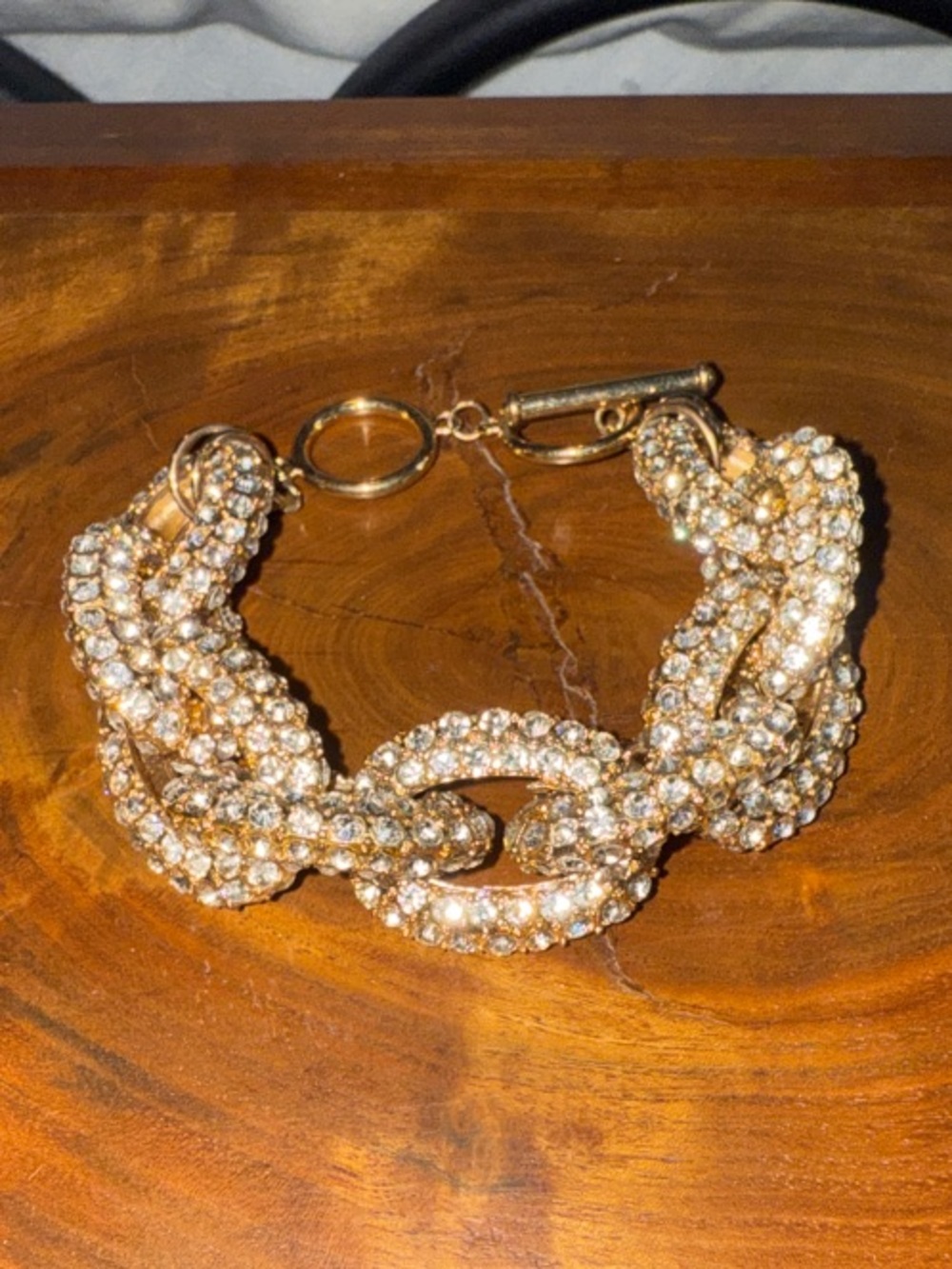Gold Braided Crystal Chain Bracelet